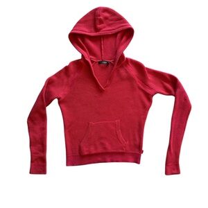 Lauren Ralph Lauren women’s S knit red pull over hoodie V-neck with front pocket